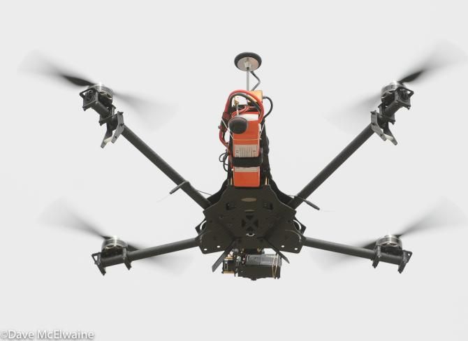 A helicopter drone was filming the event