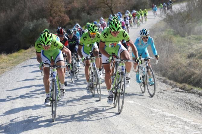Moreno Moser (Cannondale) and Peter Sagan (Cannondale) put the hammer down