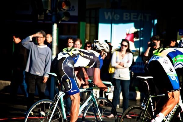 Alex Carver rides near the front of the field.