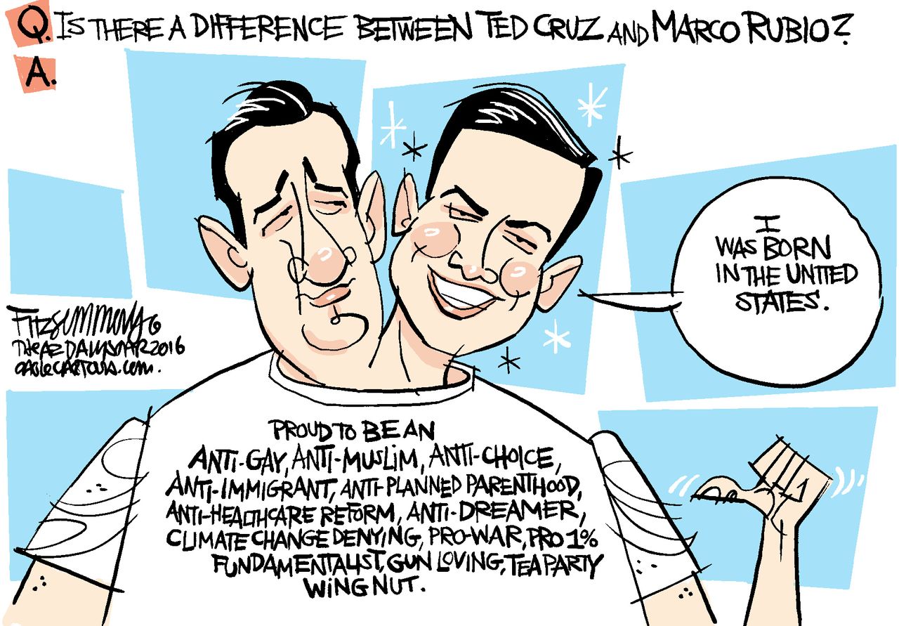 Political Cartoon U.S. Cruz Rubio 2016