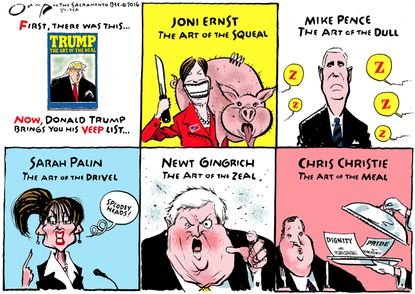 Political cartoon U.S. Trump VP candidates