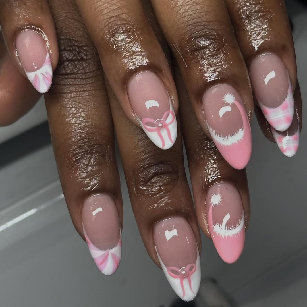 pink christmas nails