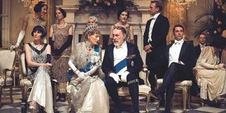 Downton Abbey Mary and Henry flank the King and Queen at a dinner party