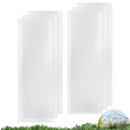 Umig 6 Pieces 6' X 2' X 0.32'' Polycarbonate Greenhouse Panels, Twin-Wall Uv Protection Waterproof Plastic Roofing Sheets, Clear Replacement Panels for Greenhouse, Outdoor, Canopy