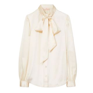 White bow front blouse