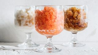 three glass cups with granitas