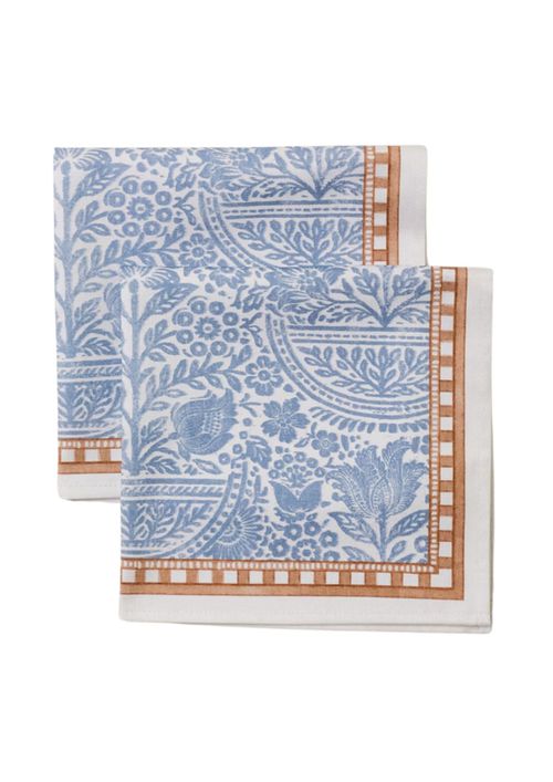 Cotton Striped Napkins With Floral Patterns