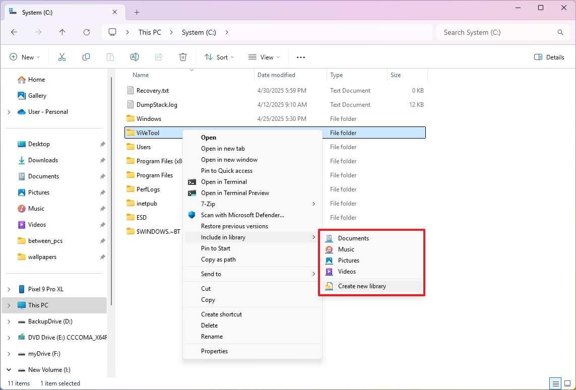 Folder include to library