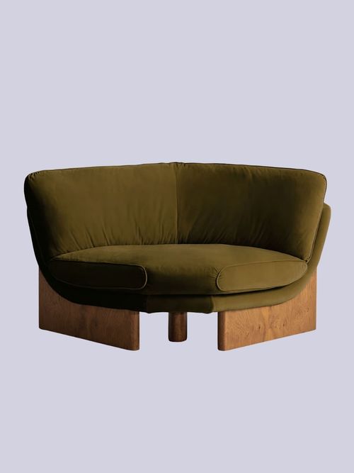 Tellis Corner Chair in Velvet Olive