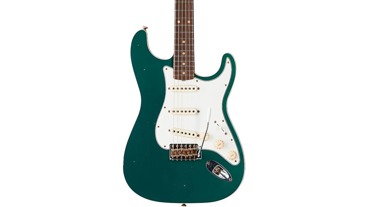 Fender Custom Shop Limited-Edition Double-Bound Stratocaster Journeyman Relic Electric Guitar Aged in Sherwood Green Metallic