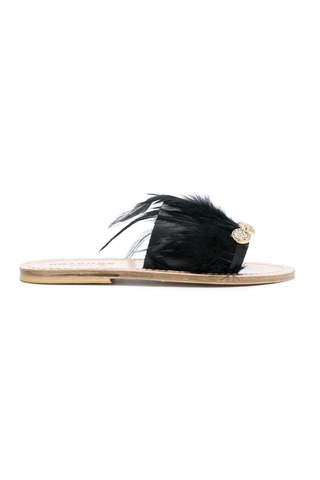 Feather Detail Slip-on Sandals