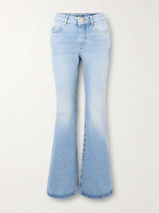 Distressed Mid-Rise Flared Jeans