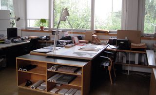 A design desk within the museum