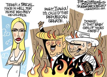 Political cartoon U.S. Trump Roy Moore endorsement Ivanka
