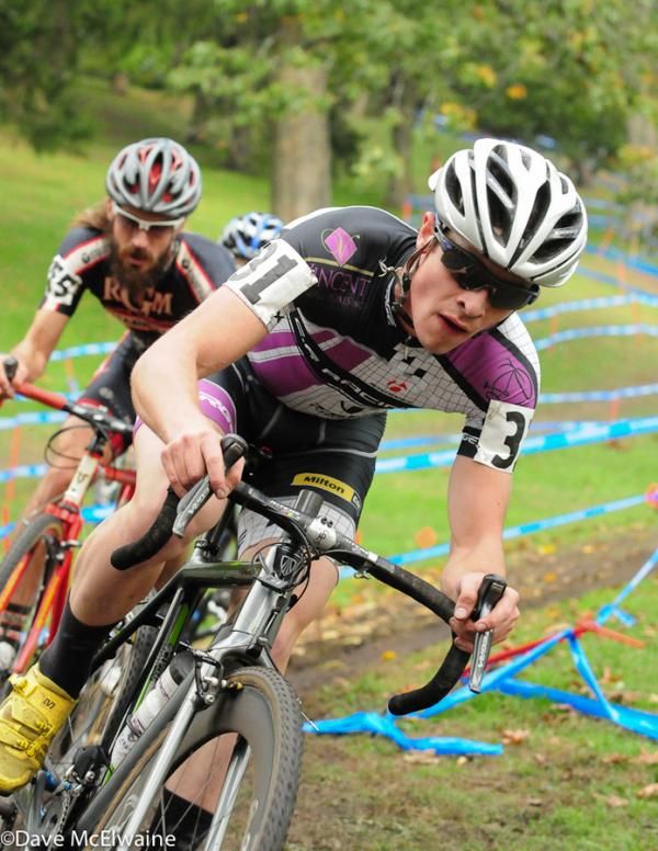 Manny Goguen (CF Racing) riding turns on lap two