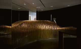 A gently undulating rice field comprising 2,000 handmade metallic rods