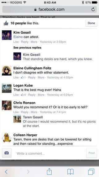 Commenting using the Facebook mobile site