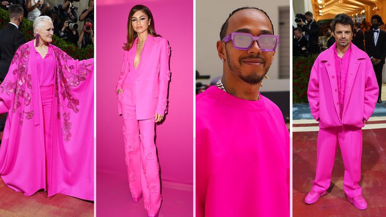 Zendaya attends the Valentino Womenswear Fall/Winter 2022/2023 show as part of Paris Fashion Week on March 06, 2022 in Paris, France;Lewis Hamilton of Great Britain and Mercedes looks on in the Paddock during the F1 Grand Prix of Miami at the Miami International Autodrome on May 08, 2022 in Miami, Florida