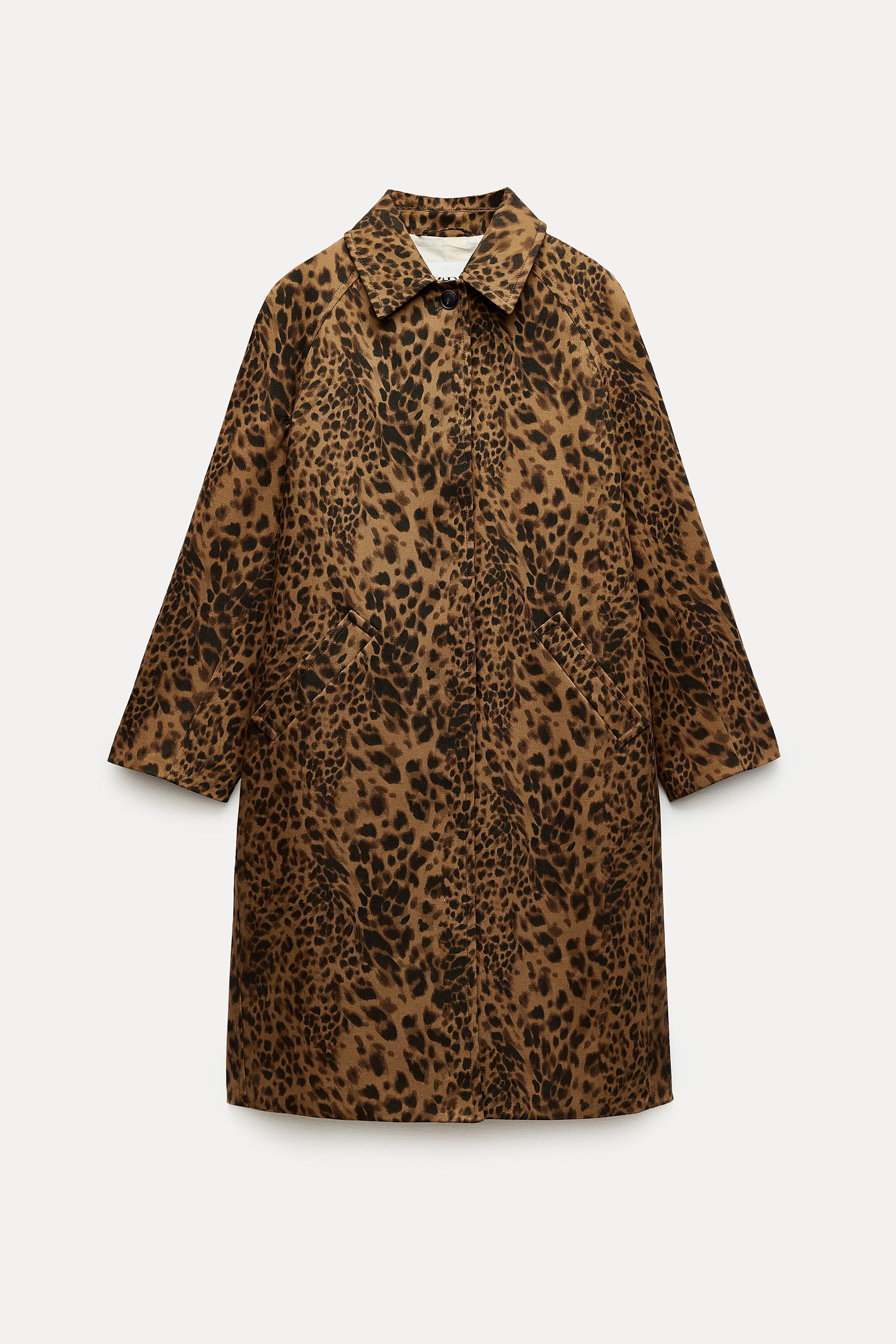 Zw Collection Animal Print Trench Coat