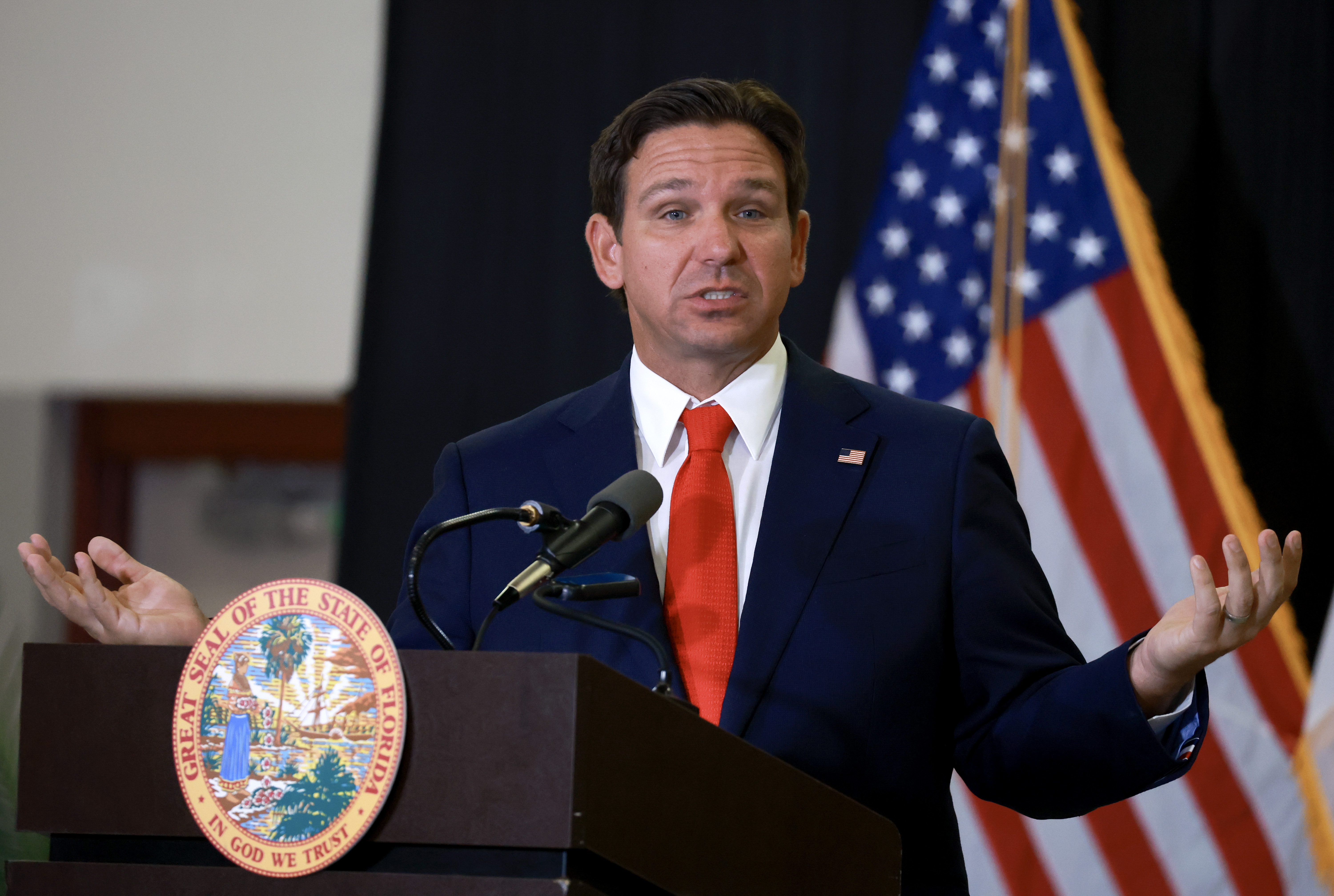 Florida Governor Ron Desantis speaking at a press conference