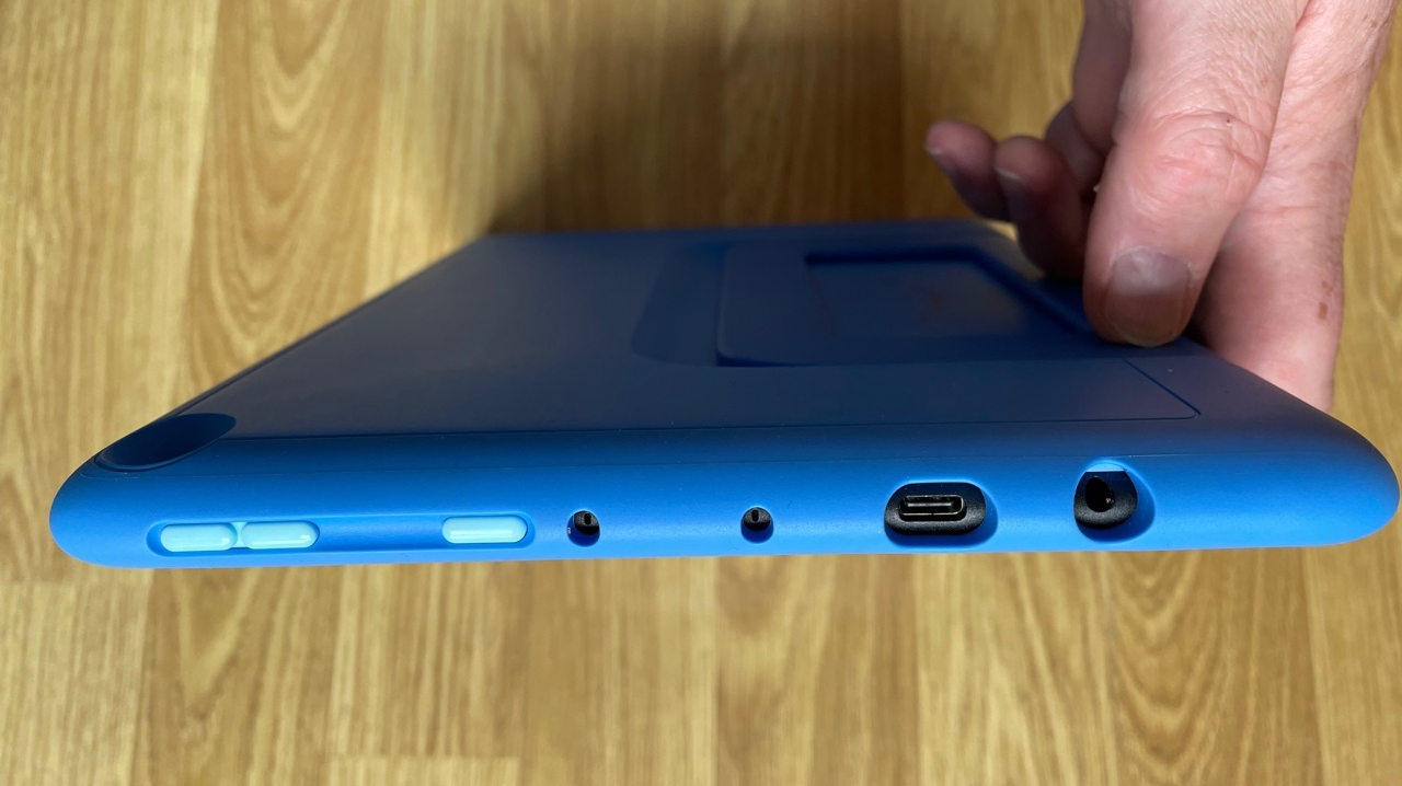 The Amazon Fire HD 10 Kids Pro from the top