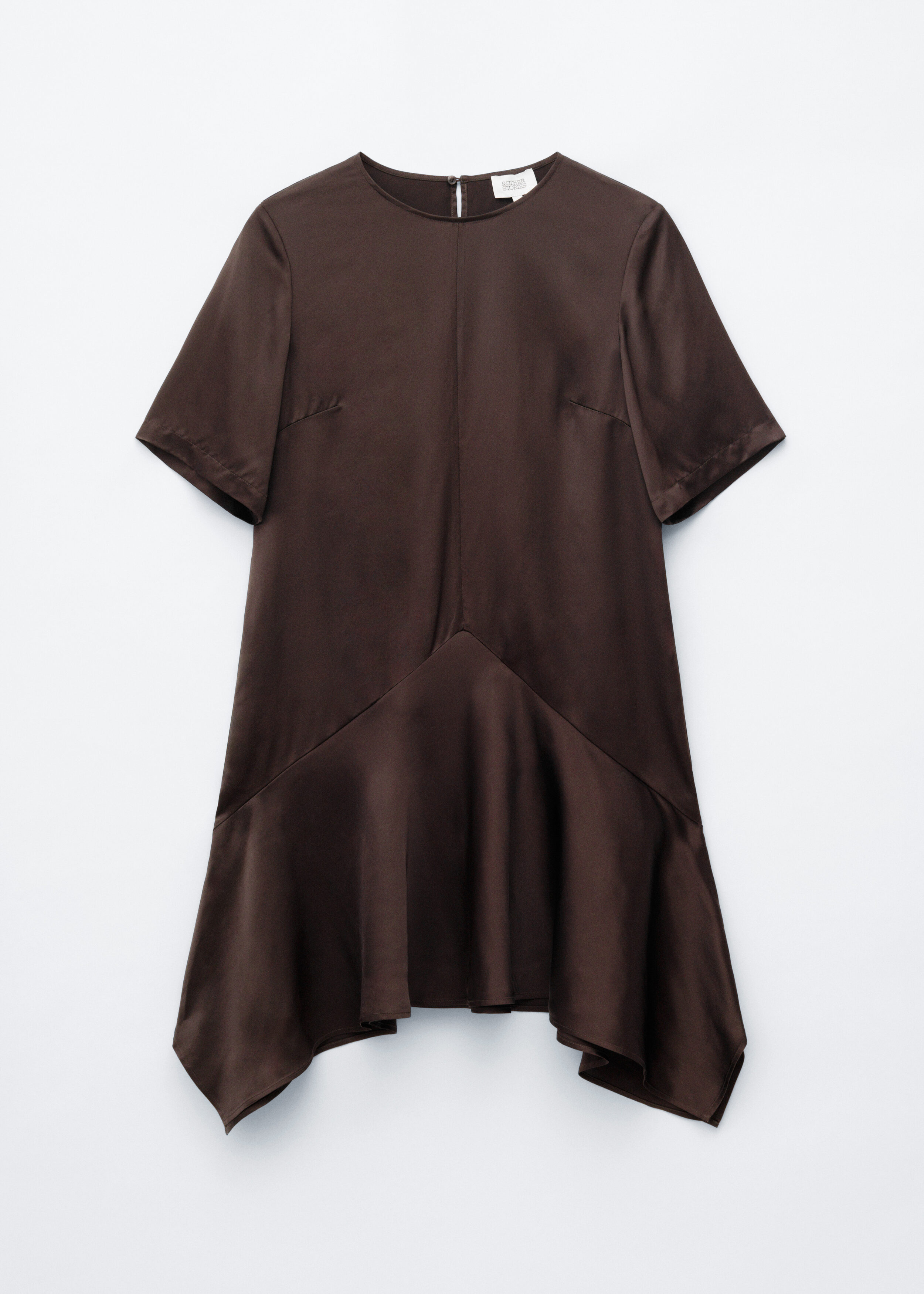 Handkerchief Hem Mini Dress - Brown