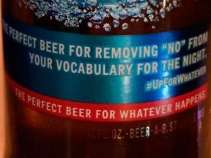 A label on a bottle of Bud Light