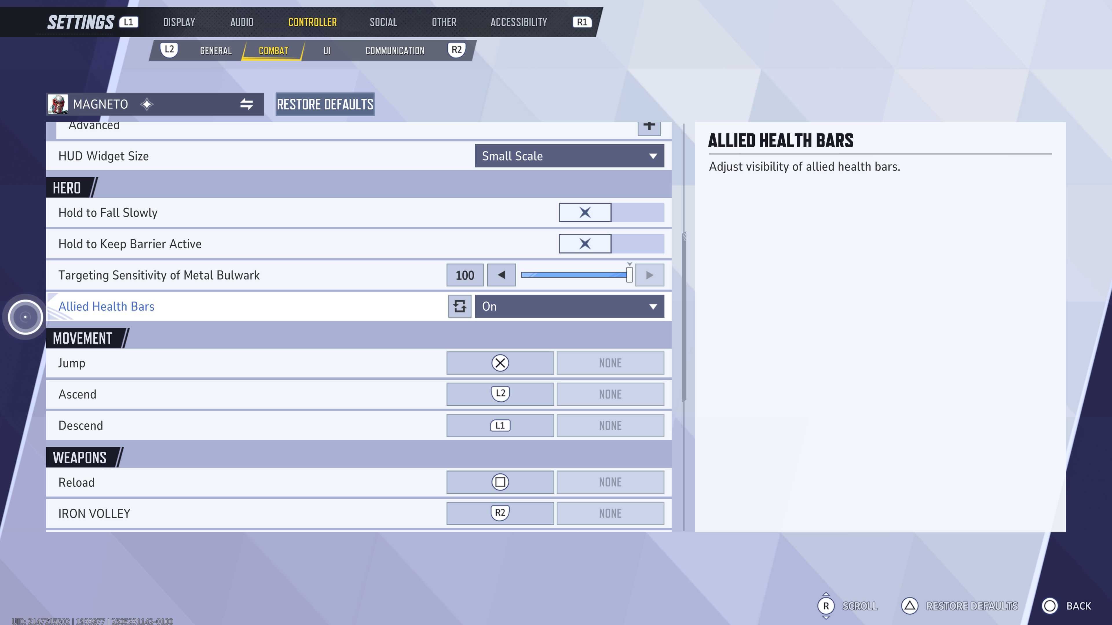 Magneto's Hero-specific settings