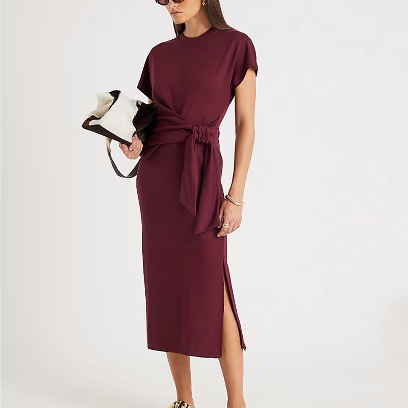 River Island , Short Sleeve Knot Midi Dress