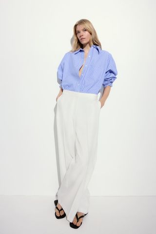 Wide-Leg Linen-Blend Pants