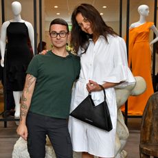 Christian Siriano and Katie Holmes attendsas Christian Siriano celebrates the opening of THE COLLECTIVE WEST on July 12, 2022 in Westport, Connecticut.