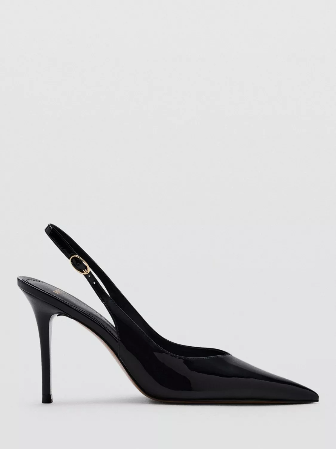 Mango Patent Point Toe Stiletto Heel Sandals, Black