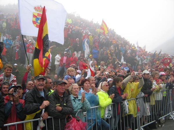 The largely Spanish crowd at the finish cheered for Contador and Schleck.
