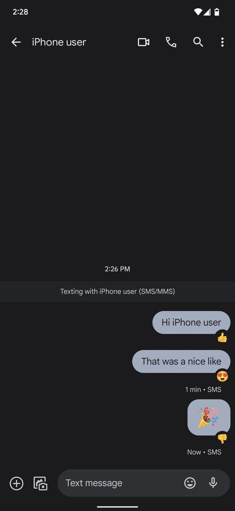 Google Messages Reaction