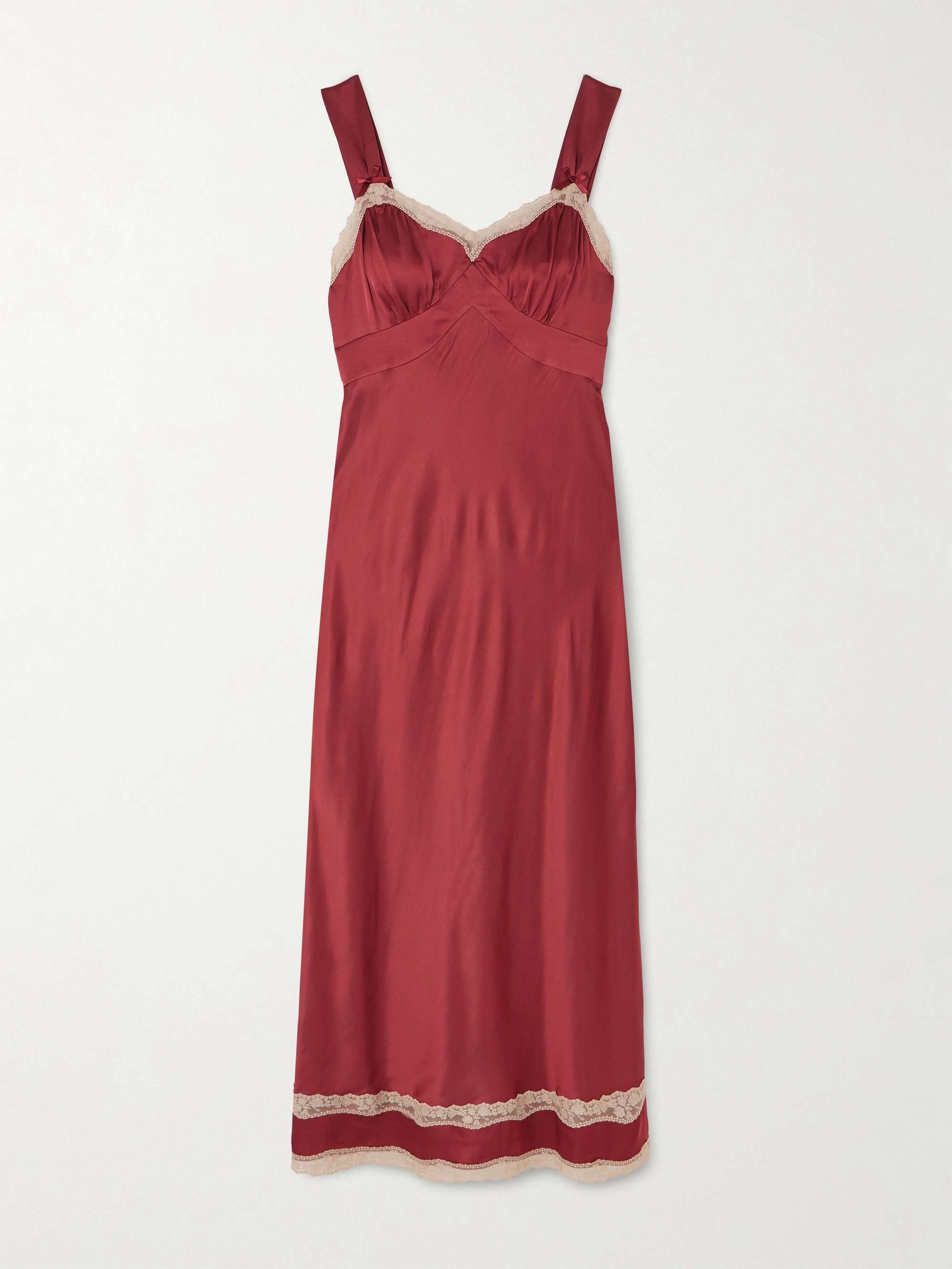 Lucie Lace-Trimmed Crepe De Chine Midi Dress