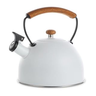 Yssoa Whistling Stovetop Tea Kettle, 3.17 Quart Stainless Steel Teapot With Cool Touch Ergonomic Handle, Hot Water Fast to Boil, White