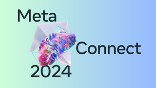 &quot;Meta Connect 2024&quot; text next to a floating triangle with a strange rainbow cloud exploding out from it.