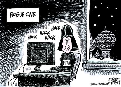 Political cartoon U.S. Putin hacking Star Wars Rogue One