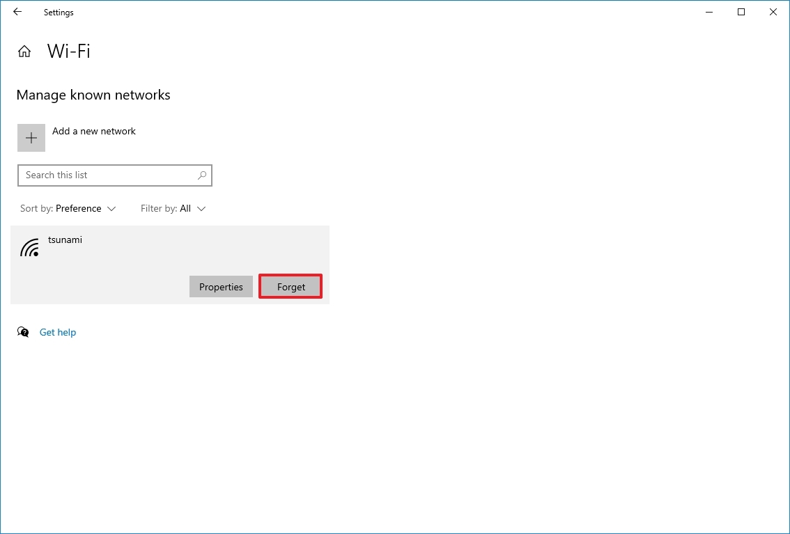 Windows 10 forget Wi-Fi network