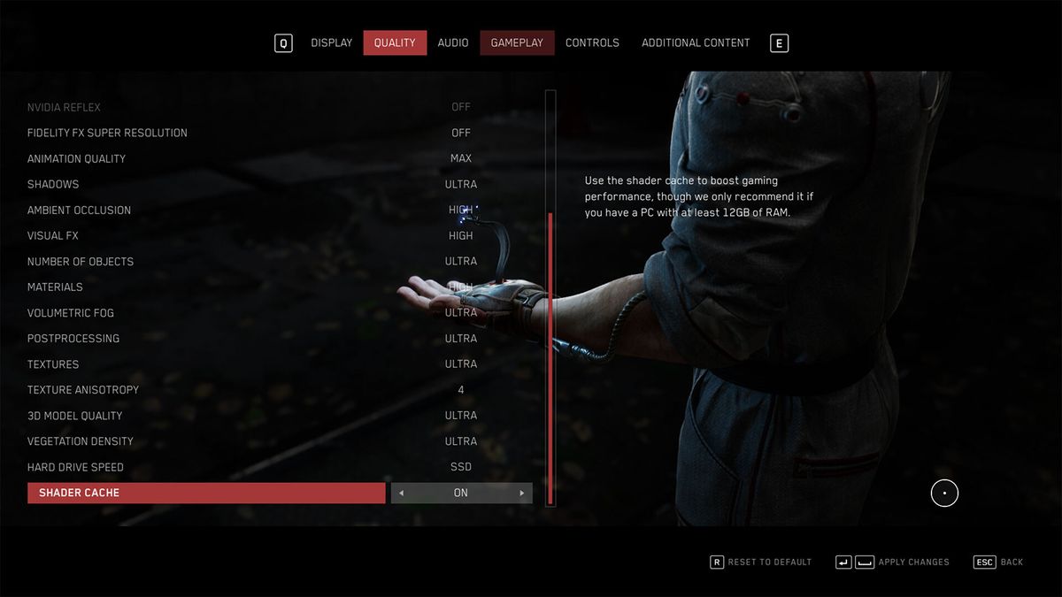 Atomic Hearts settings menu