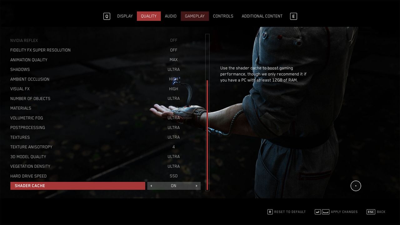 Atomic Hearts settings menu