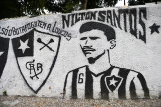 A mural of Botafogo legend Nilton Santos pictured during the 2014 World Cup in Brazil.