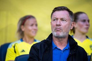 Sweden head coach Peter Gerhardsson during the UEFA Women's EURO 2025 qualifying match between Sweden and Republic of Ireland at Friends Arena on June 4, 2024 in Stockholm, Sweden.