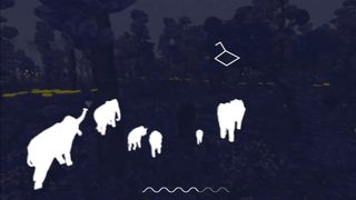 A screenshot of the elephant sense that turns the screen dark, illuminating the next checkpoint