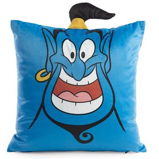 blue square cushion genies designed on it