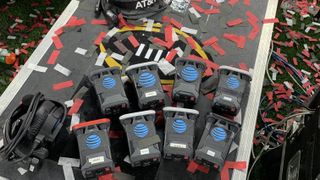 The Riedel wireless intercoms showered in confetti after the Georgia Bulldogs won the national championship.