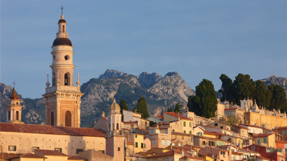 Skyline of Menton in Provence.