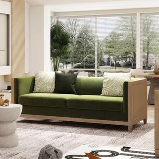 olive green and rattan tuxedo sofa from walmart