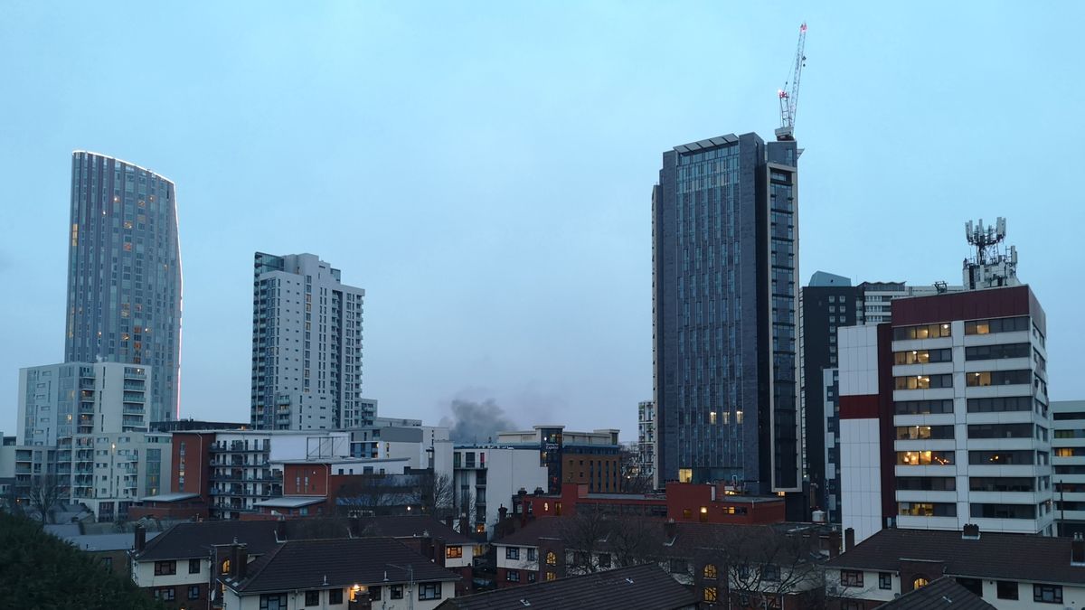 Taken at dusk, this skyline photo came out crisp and clear, with the cloud of smoke we were trying to capture clearly visible.
