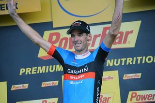 Stage 12 winner David Millar (Garmin-Sharp) on the podium.